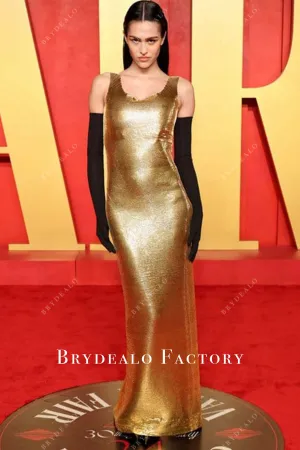 Amelia Gray Gold Sequined 2024 Oscars After Party Dress