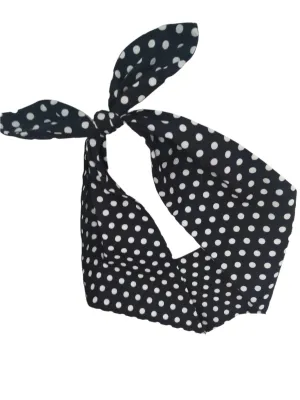 BLACK POLKA DOT WIRED ROCKABILLY HAIR TIE