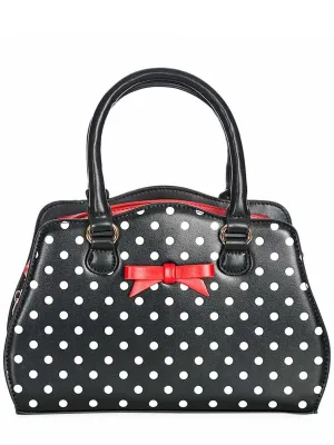 Black Retro Polka Dot Contrast Handbag