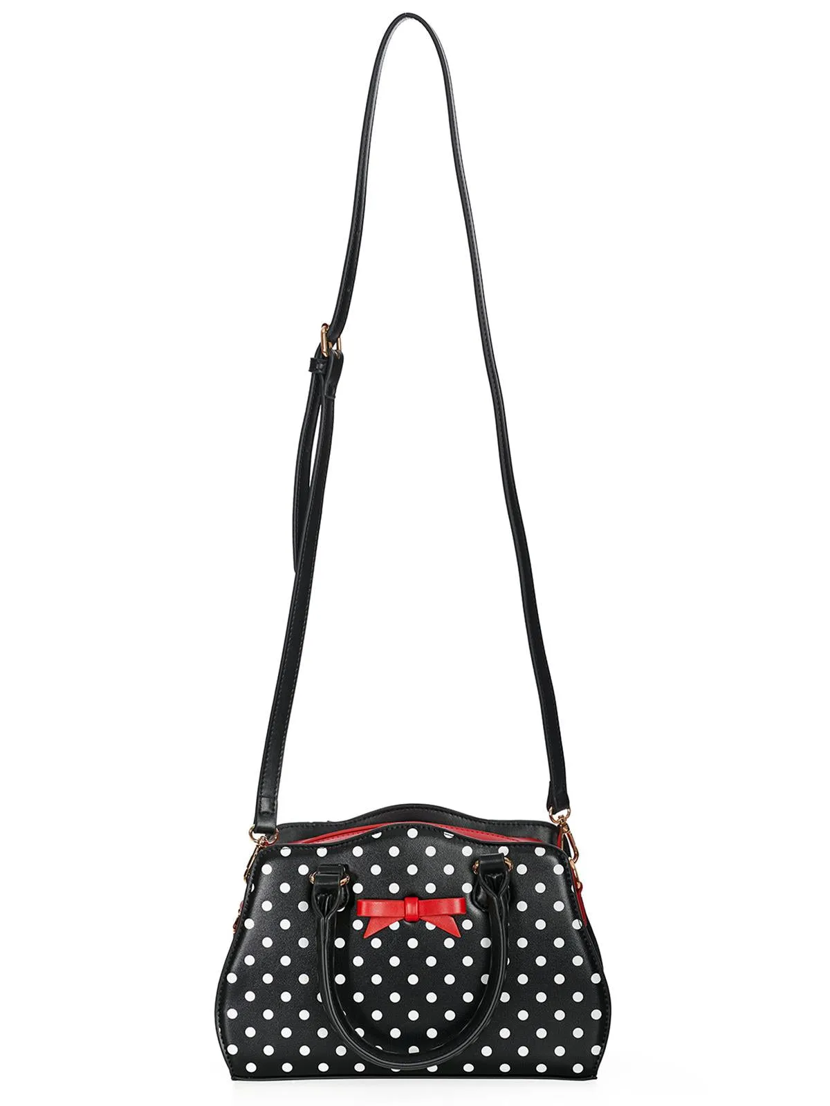 Black Retro Polka Dot Contrast Handbag