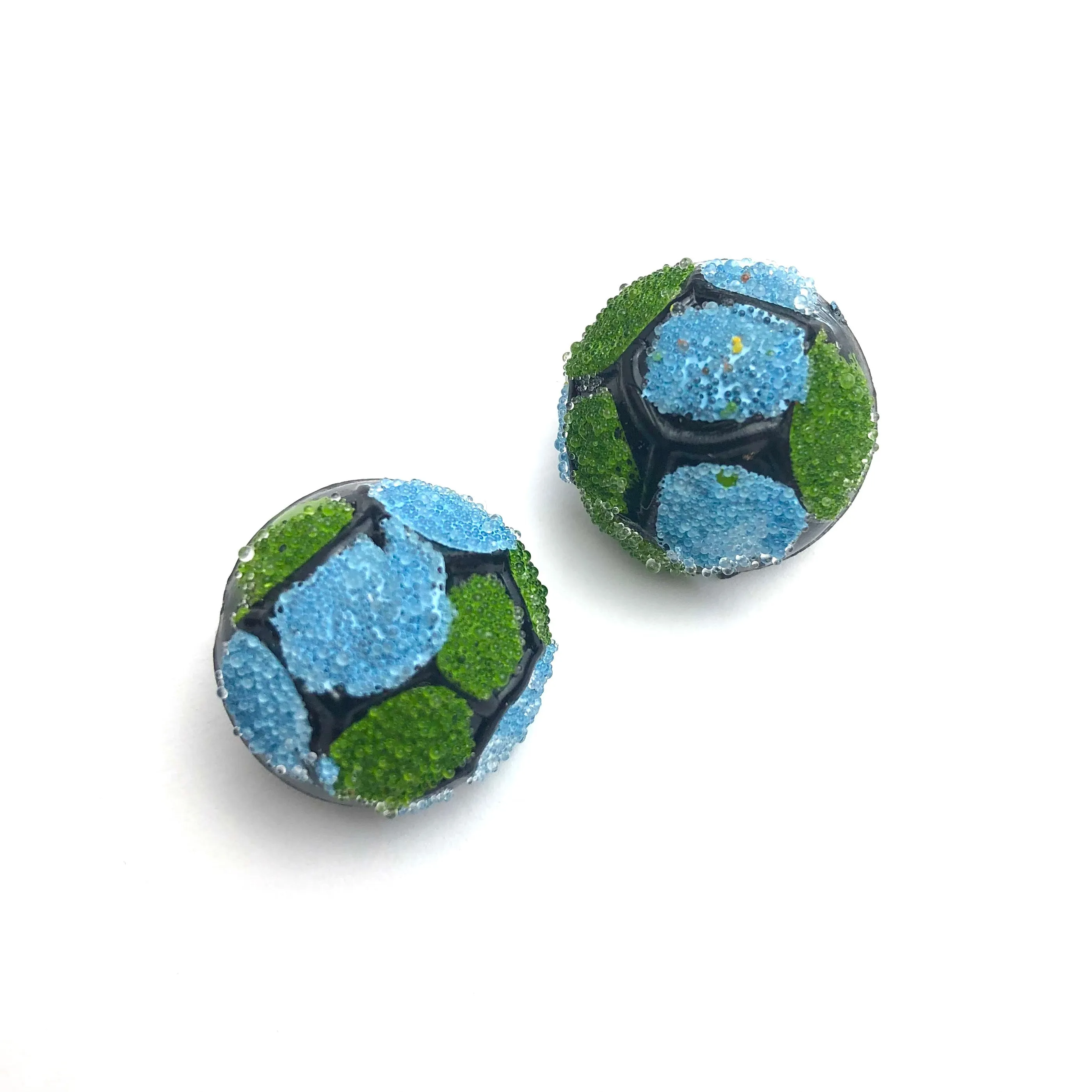 Blue & Green Sugar Bead Stud Earrings