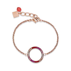 Bracelet Ring Crystals pavé & stainless steel rose gold & red-rose