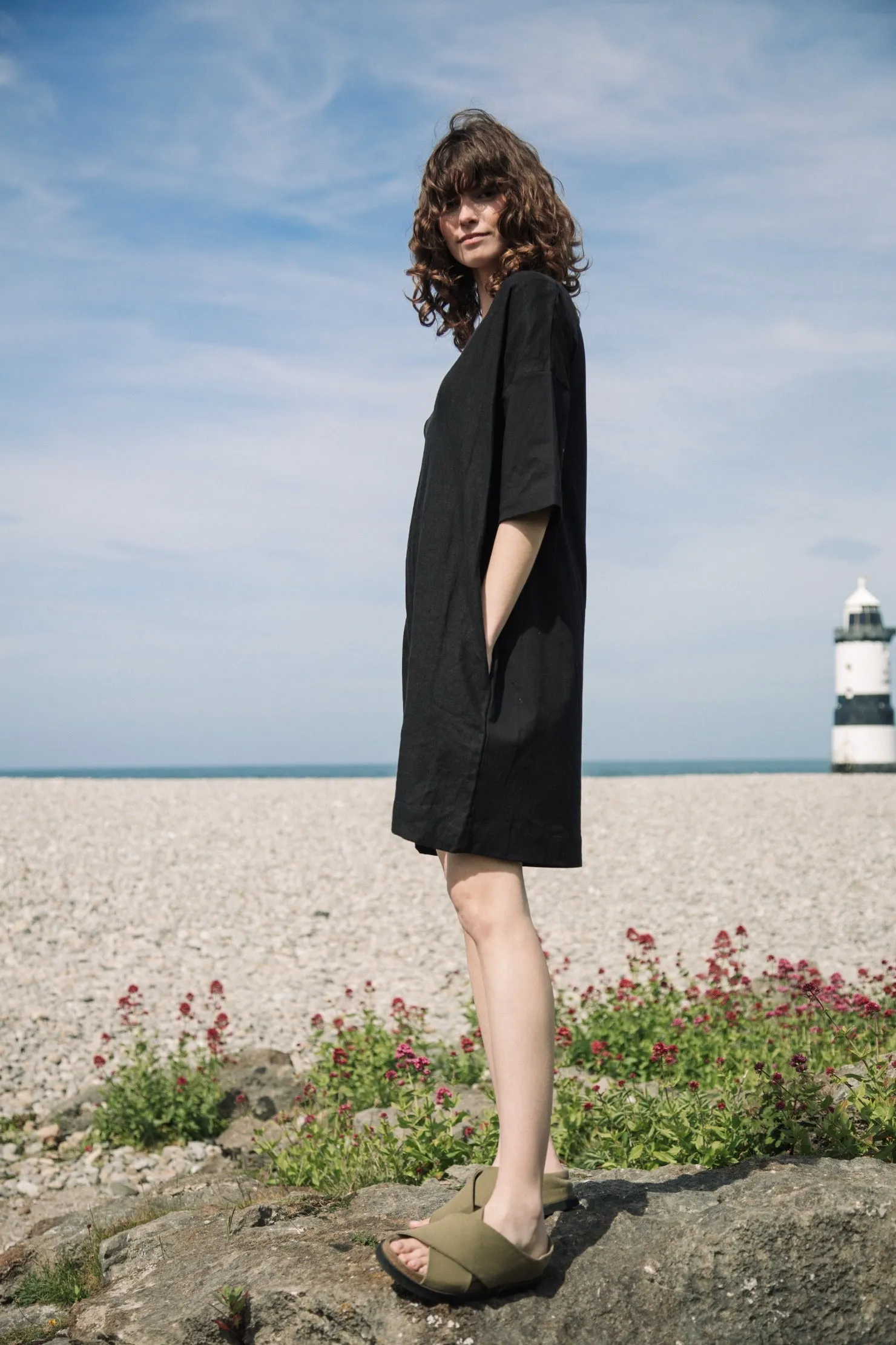 Cari-May Organic Cotton and Linen Dress in Black