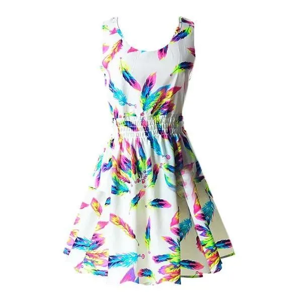 Chiffon Sleeveless Sundress Beach Floral Tank Mini Dress