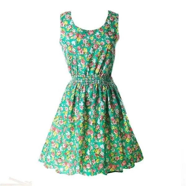 Chiffon Sleeveless Sundress Beach Floral Tank Mini Dress