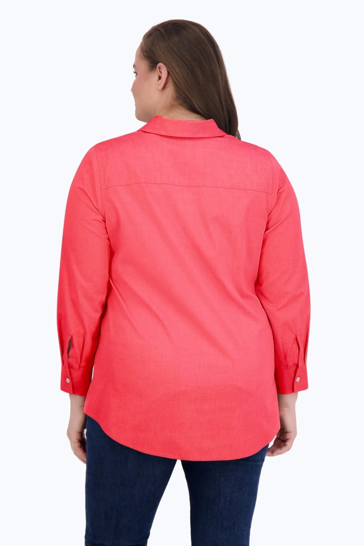 Cici Plus Pinpoint No Iron Long Sleeve Tunic