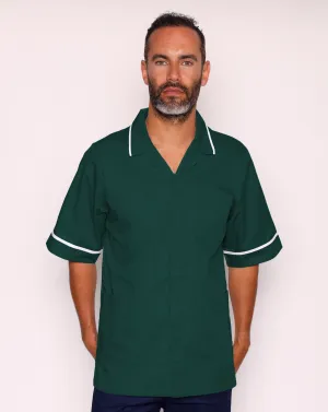 Drayford Men's Classic Healthcare Tunic - Bottle Green / White