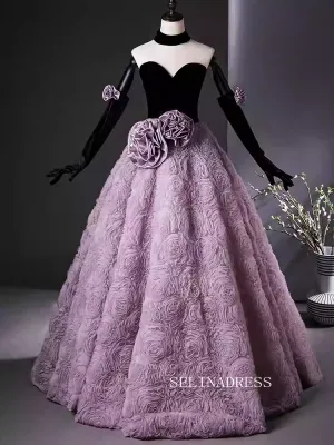 Elegant Lilac Princess Dress Sweetheart Ball Gown Evening Gowns Cheap Prom Dress TKL3023