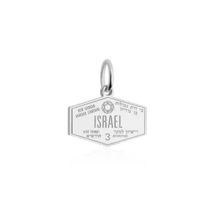 Israel Charm, Passport Stamp Charm Silver