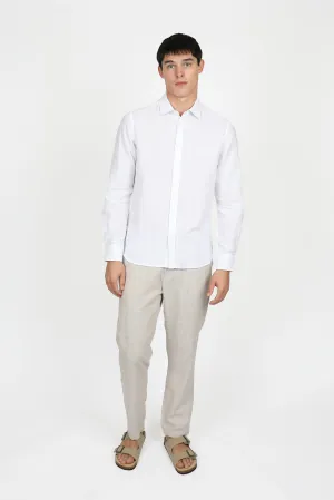 Relaxed Fit White Linen Shirt