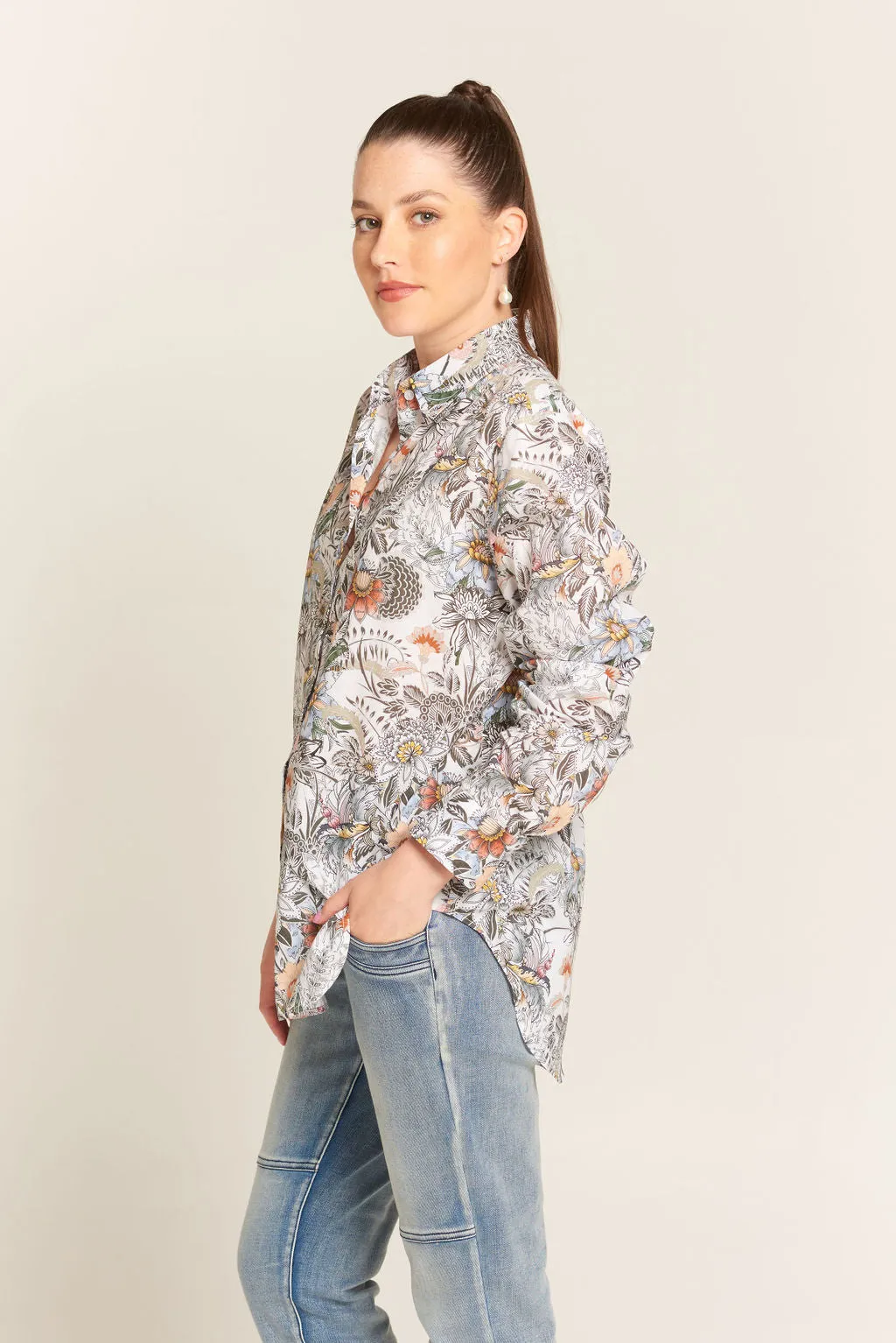 Relaxed Winter Floral Cotton Shirt