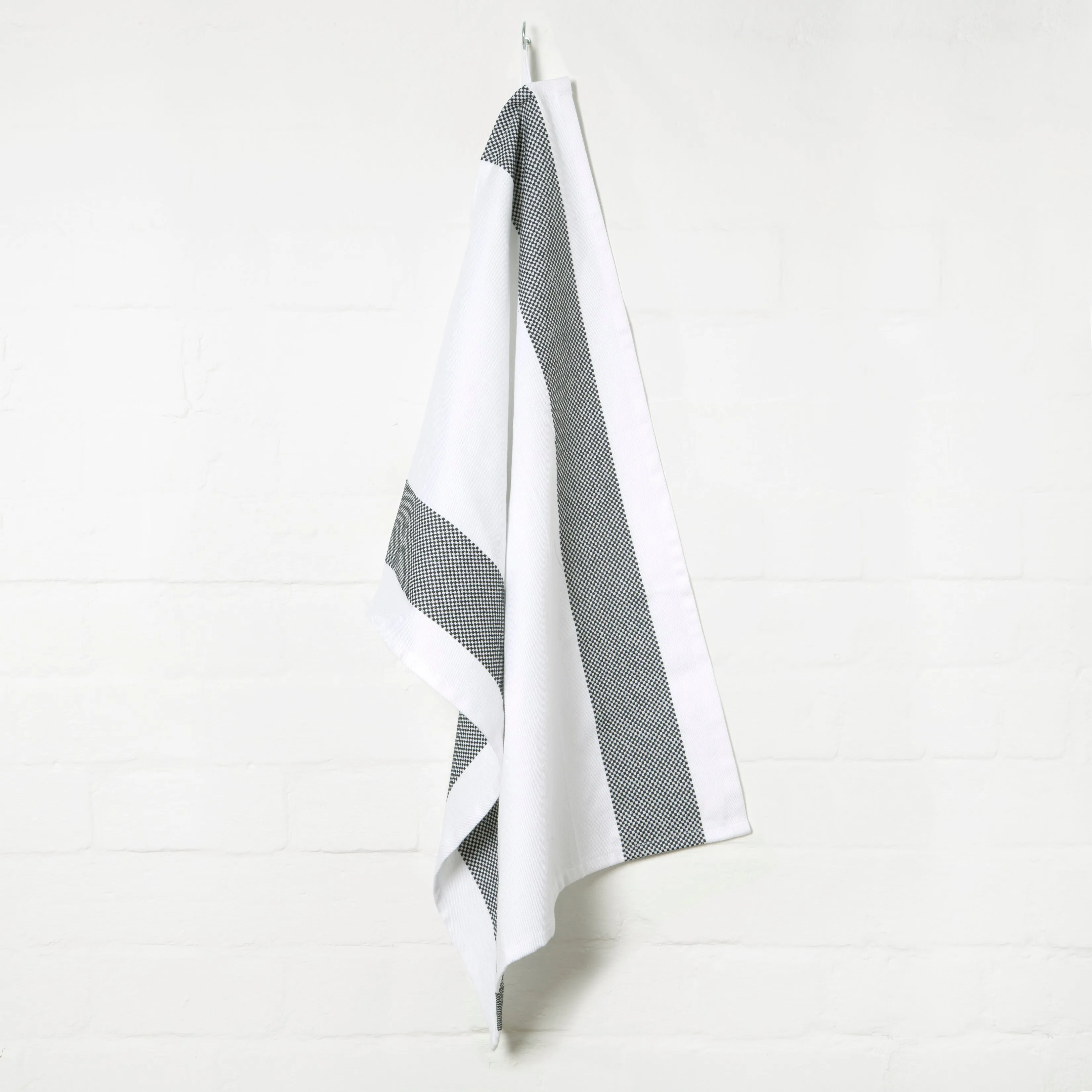 Set of 5 Thick Cotton Drill Mini Check Striped Tea Towels in Five Colours