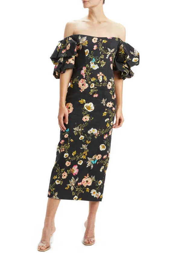 Signature Print Linen Column Dress