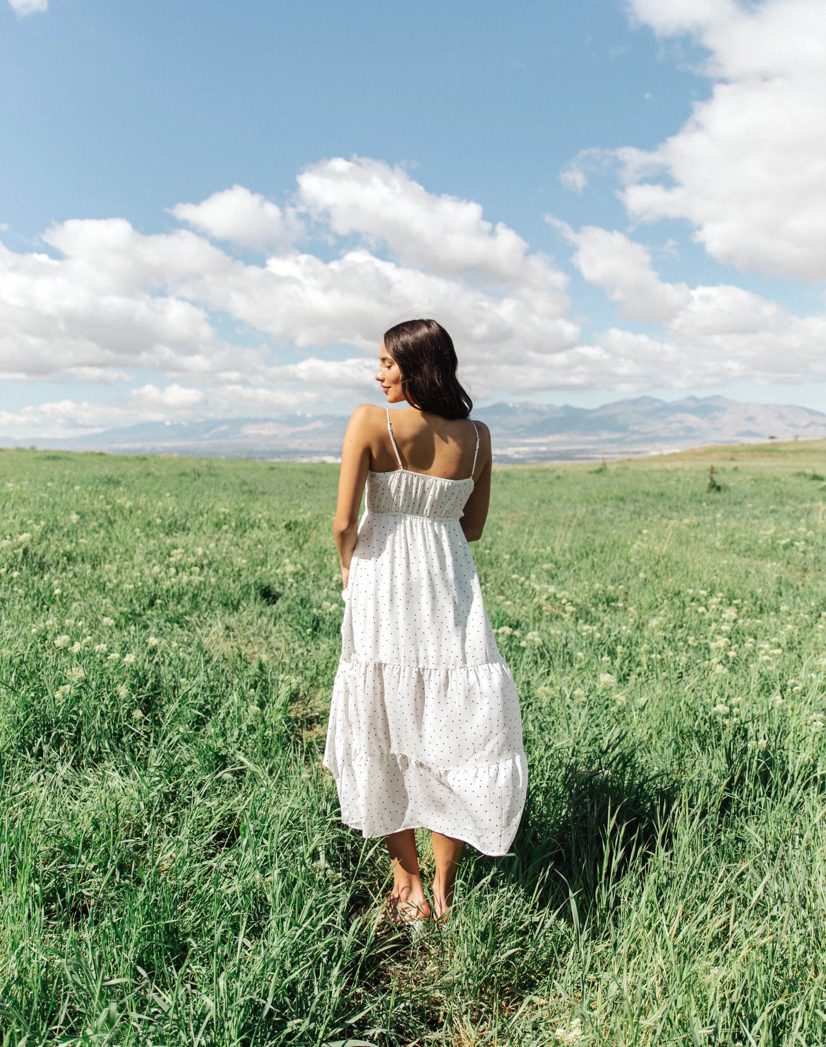 Tiered Polka Dot Midi Dress